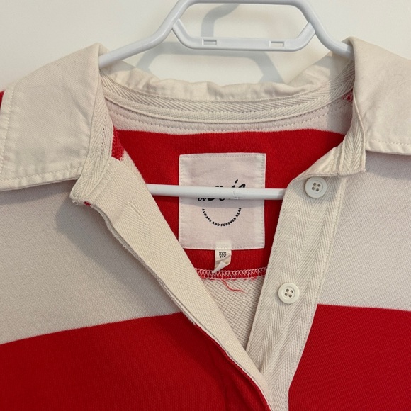 American Eagle Red and White Striped Rugby Shirt - Picture 3 of 3